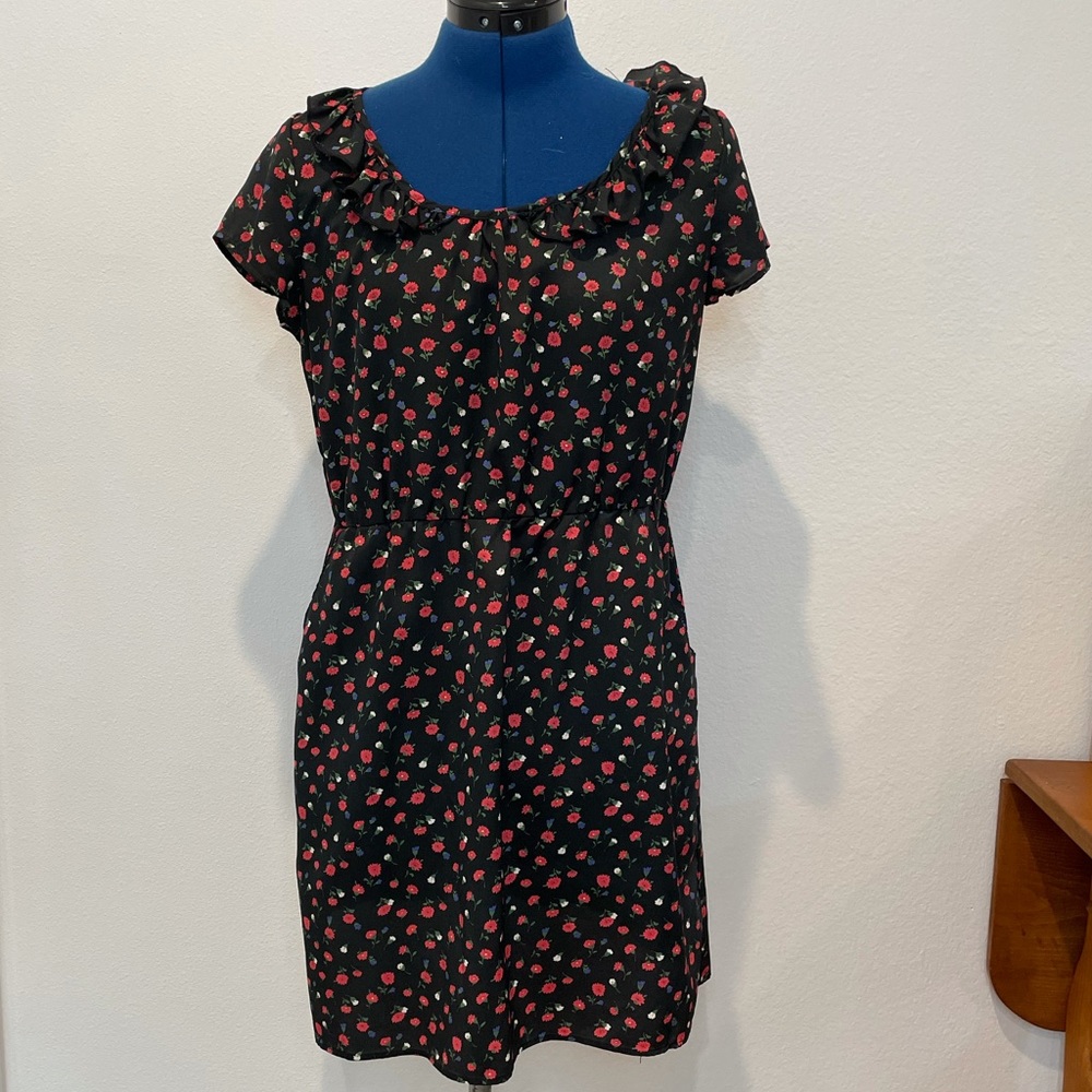 Black Dress With Tiny Red Flowers